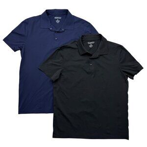 Lot of 2 Awearness Kenneth Cole Polos Golf Preppy SS Navy Black Slim Fit Mens M